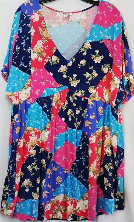 Andree Dresses & Skirts - Andree by Unit Floral Patchwork Dress Womens 1X Multicolor Boho Babydoll Tunic